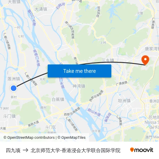 四九顷 to 北京师范大学-香港浸会大学联合国际学院 map