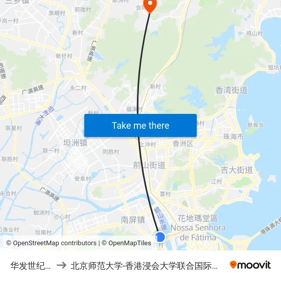 华发世纪城 to 北京师范大学-香港浸会大学联合国际学院 map