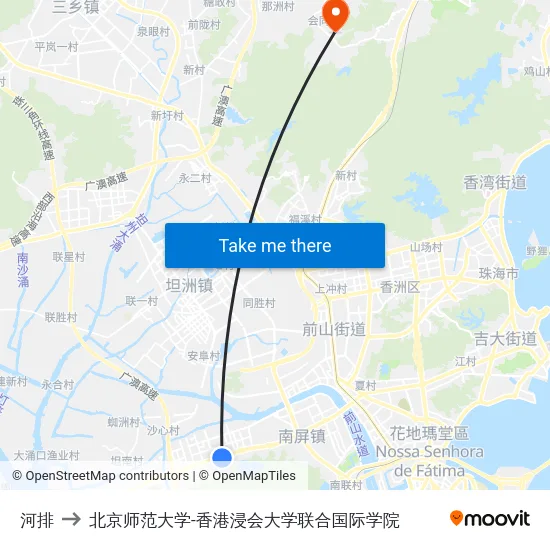 河排 to 北京师范大学-香港浸会大学联合国际学院 map