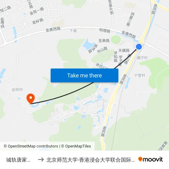 城轨唐家湾站 to 北京师范大学-香港浸会大学联合国际学院 map