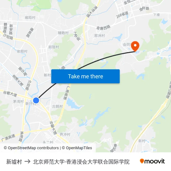 新墟村 to 北京师范大学-香港浸会大学联合国际学院 map