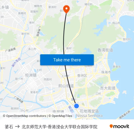 婆石 to 北京师范大学-香港浸会大学联合国际学院 map