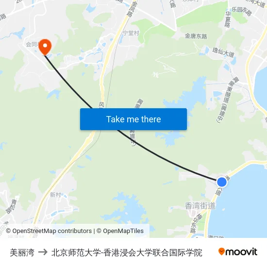 美丽湾 to 北京师范大学-香港浸会大学联合国际学院 map