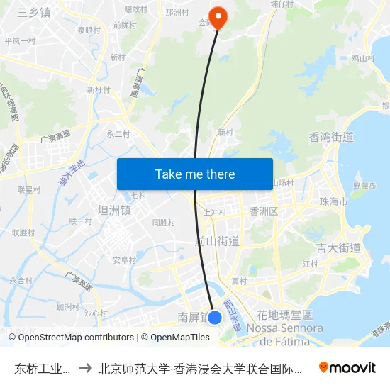 东桥工业区 to 北京师范大学-香港浸会大学联合国际学院 map