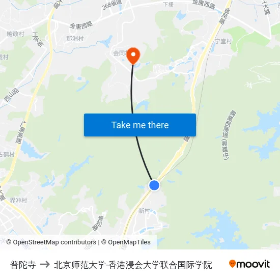 普陀寺 to 北京师范大学-香港浸会大学联合国际学院 map