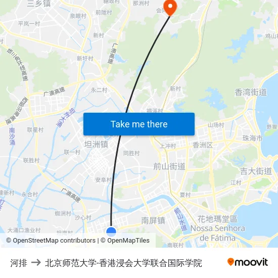 河排 to 北京师范大学-香港浸会大学联合国际学院 map