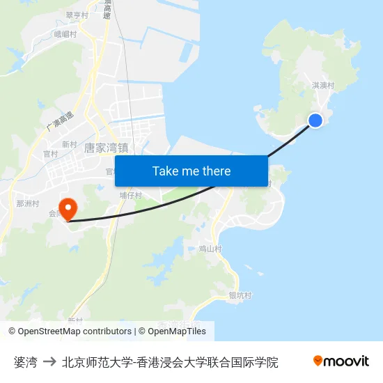婆湾 to 北京师范大学-香港浸会大学联合国际学院 map