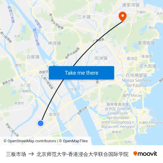 三板市场 to 北京师范大学-香港浸会大学联合国际学院 map