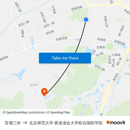 官塘三村 to 北京师范大学-香港浸会大学联合国际学院 map