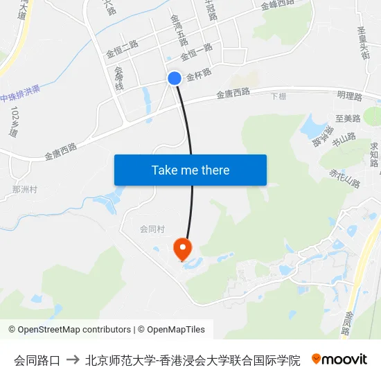 会同路口 to 北京师范大学-香港浸会大学联合国际学院 map