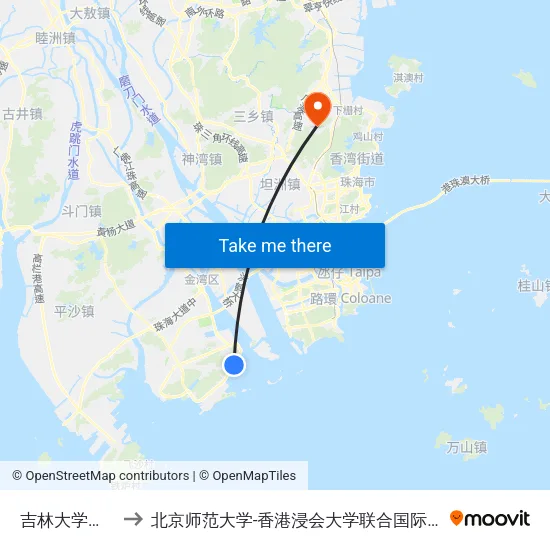 吉林大学东门 to 北京师范大学-香港浸会大学联合国际学院 map