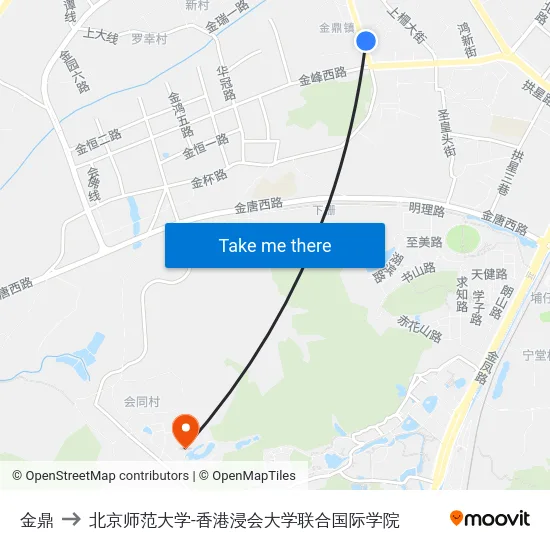金鼎 to 北京师范大学-香港浸会大学联合国际学院 map