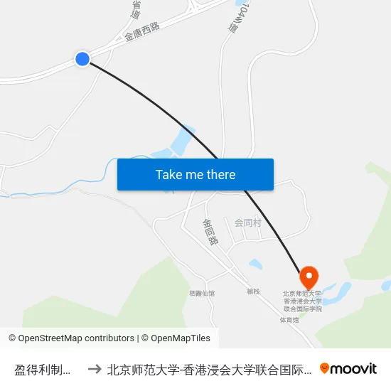 盈得利制衣厂 to 北京师范大学-香港浸会大学联合国际学院 map