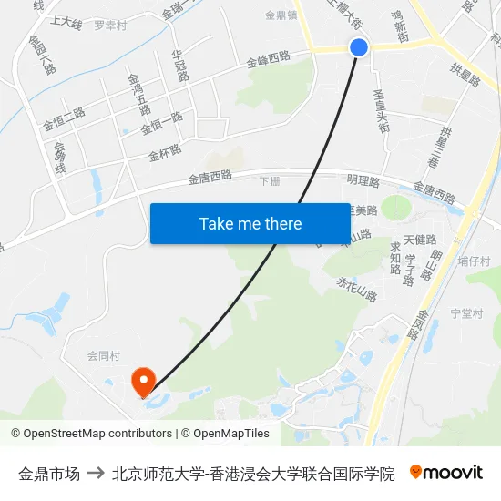 金鼎市场 to 北京师范大学-香港浸会大学联合国际学院 map