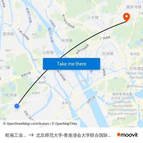 乾南工业区 to 北京师范大学-香港浸会大学联合国际学院 map