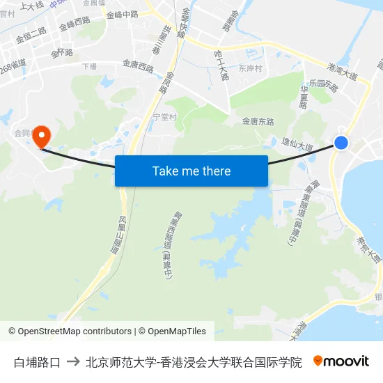 白埔路口 to 北京师范大学-香港浸会大学联合国际学院 map