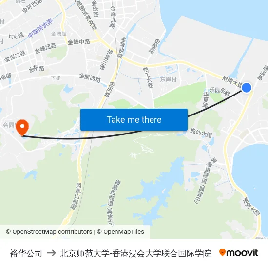 裕华公司 to 北京师范大学-香港浸会大学联合国际学院 map