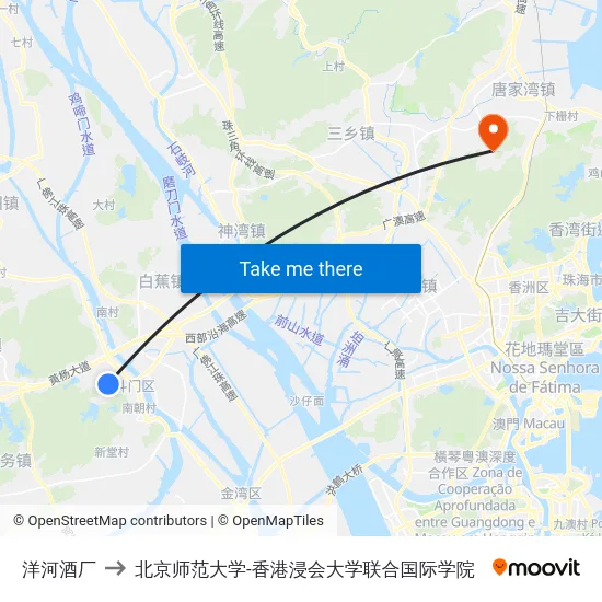 洋河酒厂 to 北京师范大学-香港浸会大学联合国际学院 map