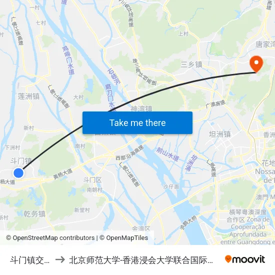 斗门镇交警 to 北京师范大学-香港浸会大学联合国际学院 map