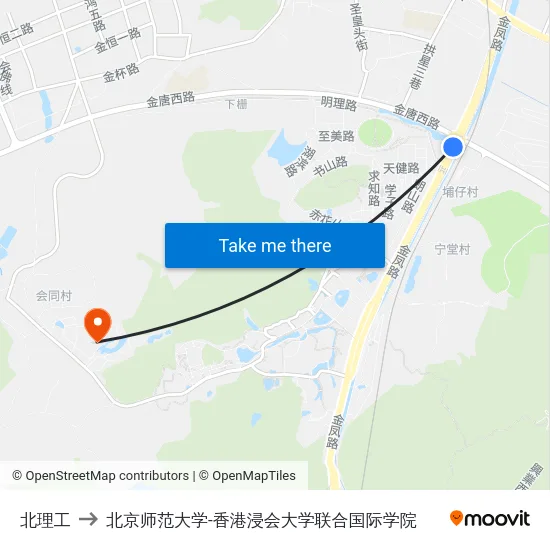 北理工 to 北京师范大学-香港浸会大学联合国际学院 map