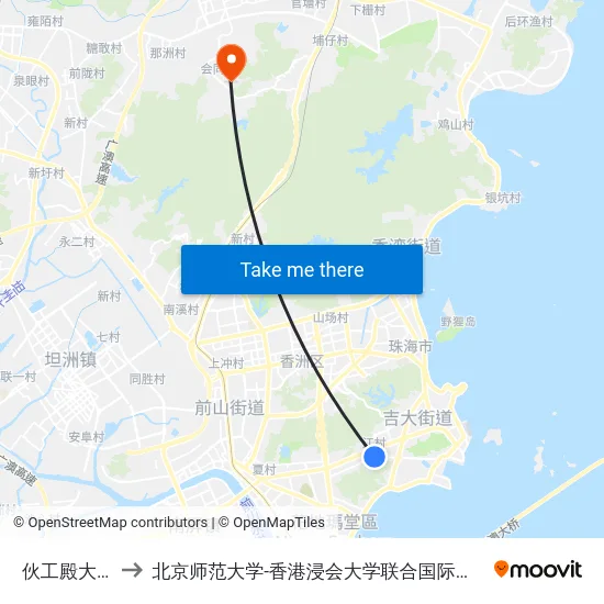 伙工殿大厦 to 北京师范大学-香港浸会大学联合国际学院 map