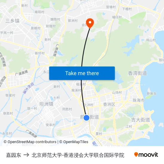 嘉园东 to 北京师范大学-香港浸会大学联合国际学院 map