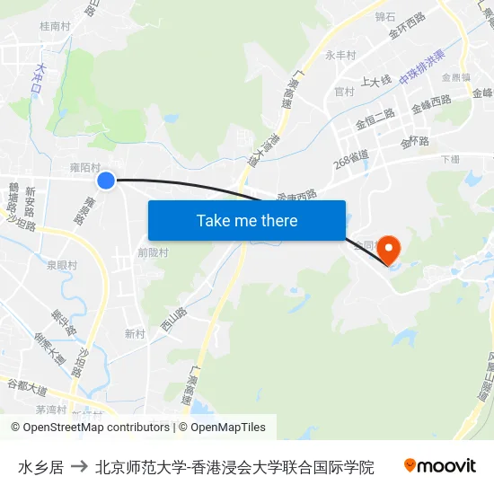 水乡居 to 北京师范大学-香港浸会大学联合国际学院 map