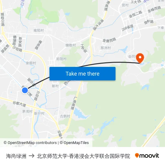 海尚绿洲 to 北京师范大学-香港浸会大学联合国际学院 map