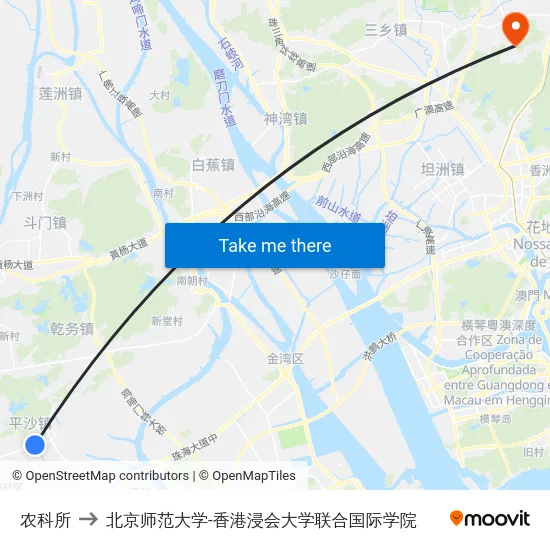 农科所 to 北京师范大学-香港浸会大学联合国际学院 map