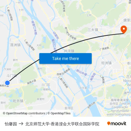 怡馨园 to 北京师范大学-香港浸会大学联合国际学院 map