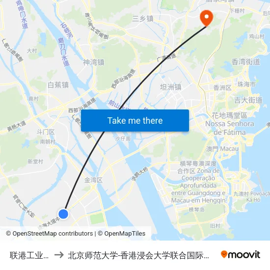 联港工业区 to 北京师范大学-香港浸会大学联合国际学院 map