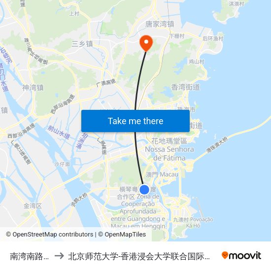 南湾南路南 to 北京师范大学-香港浸会大学联合国际学院 map