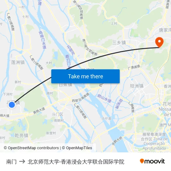 南门 to 北京师范大学-香港浸会大学联合国际学院 map