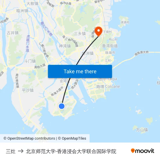 三灶 to 北京师范大学-香港浸会大学联合国际学院 map
