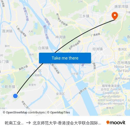 乾南工业区 to 北京师范大学-香港浸会大学联合国际学院 map