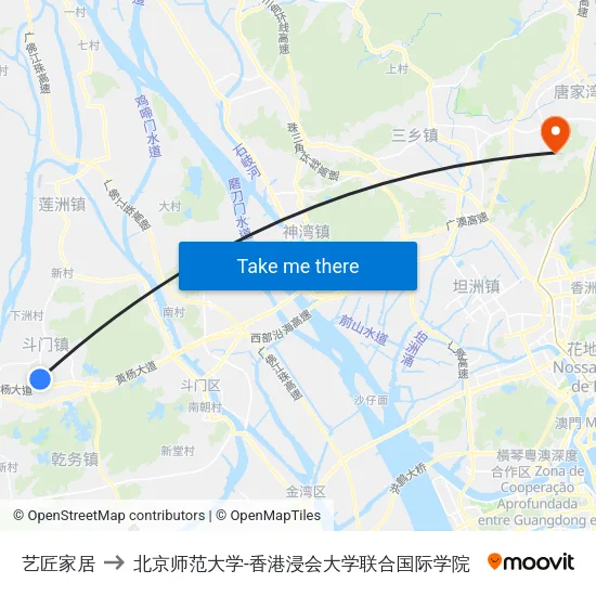 艺匠家居 to 北京师范大学-香港浸会大学联合国际学院 map