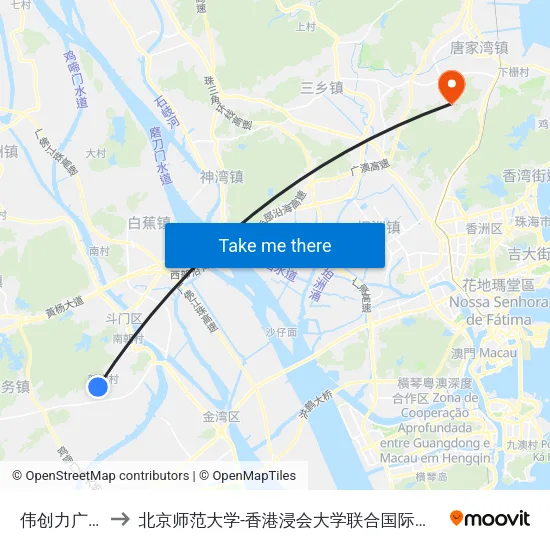伟创力广场 to 北京师范大学-香港浸会大学联合国际学院 map