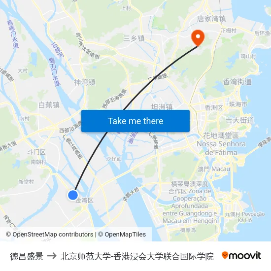 德昌盛景 to 北京师范大学-香港浸会大学联合国际学院 map