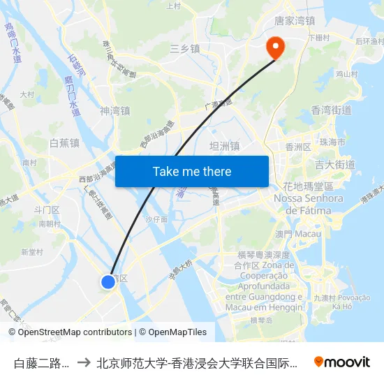 白藤二路口 to 北京师范大学-香港浸会大学联合国际学院 map