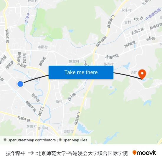 振华路中 to 北京师范大学-香港浸会大学联合国际学院 map