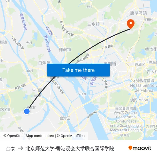 金泰 to 北京师范大学-香港浸会大学联合国际学院 map