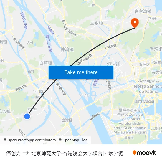 伟创力 to 北京师范大学-香港浸会大学联合国际学院 map