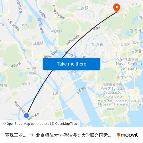 丽珠工业园 to 北京师范大学-香港浸会大学联合国际学院 map
