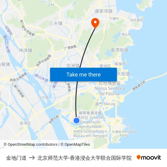 金地门道 to 北京师范大学-香港浸会大学联合国际学院 map