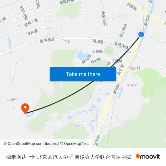 德豪润达 to 北京师范大学-香港浸会大学联合国际学院 map