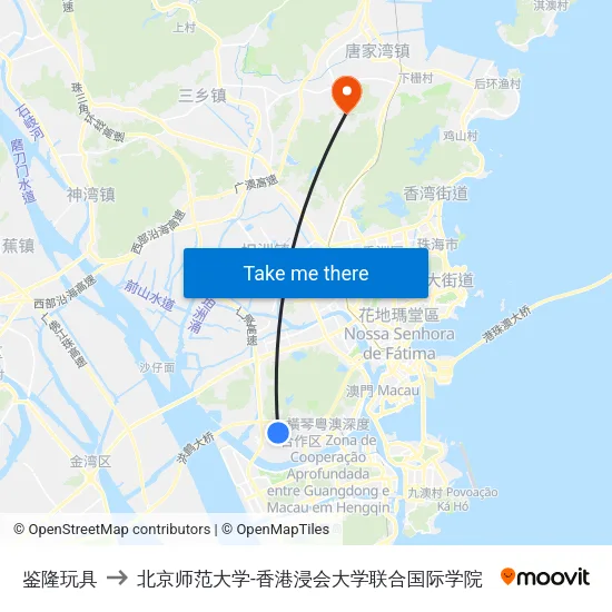 鉴隆玩具 to 北京师范大学-香港浸会大学联合国际学院 map