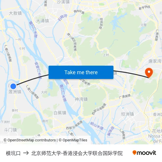 横坑口 to 北京师范大学-香港浸会大学联合国际学院 map