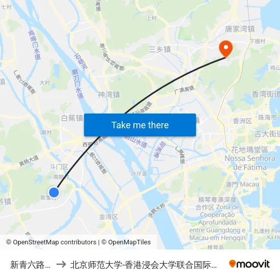 新青六路口 to 北京师范大学-香港浸会大学联合国际学院 map