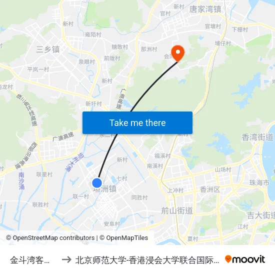 金斗湾客运站 to 北京师范大学-香港浸会大学联合国际学院 map
