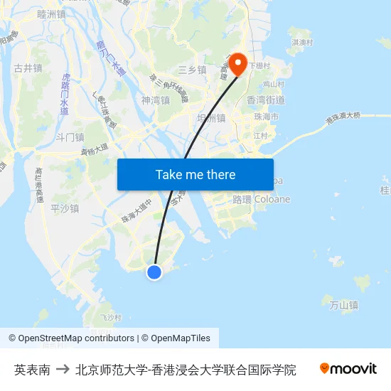英表南 to 北京师范大学-香港浸会大学联合国际学院 map
